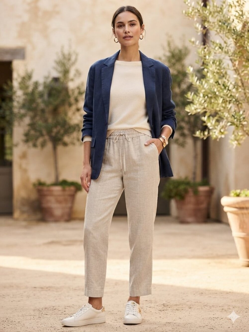 Athleta Retreat High Rise 100% Linen Ankle Pant NWOT!